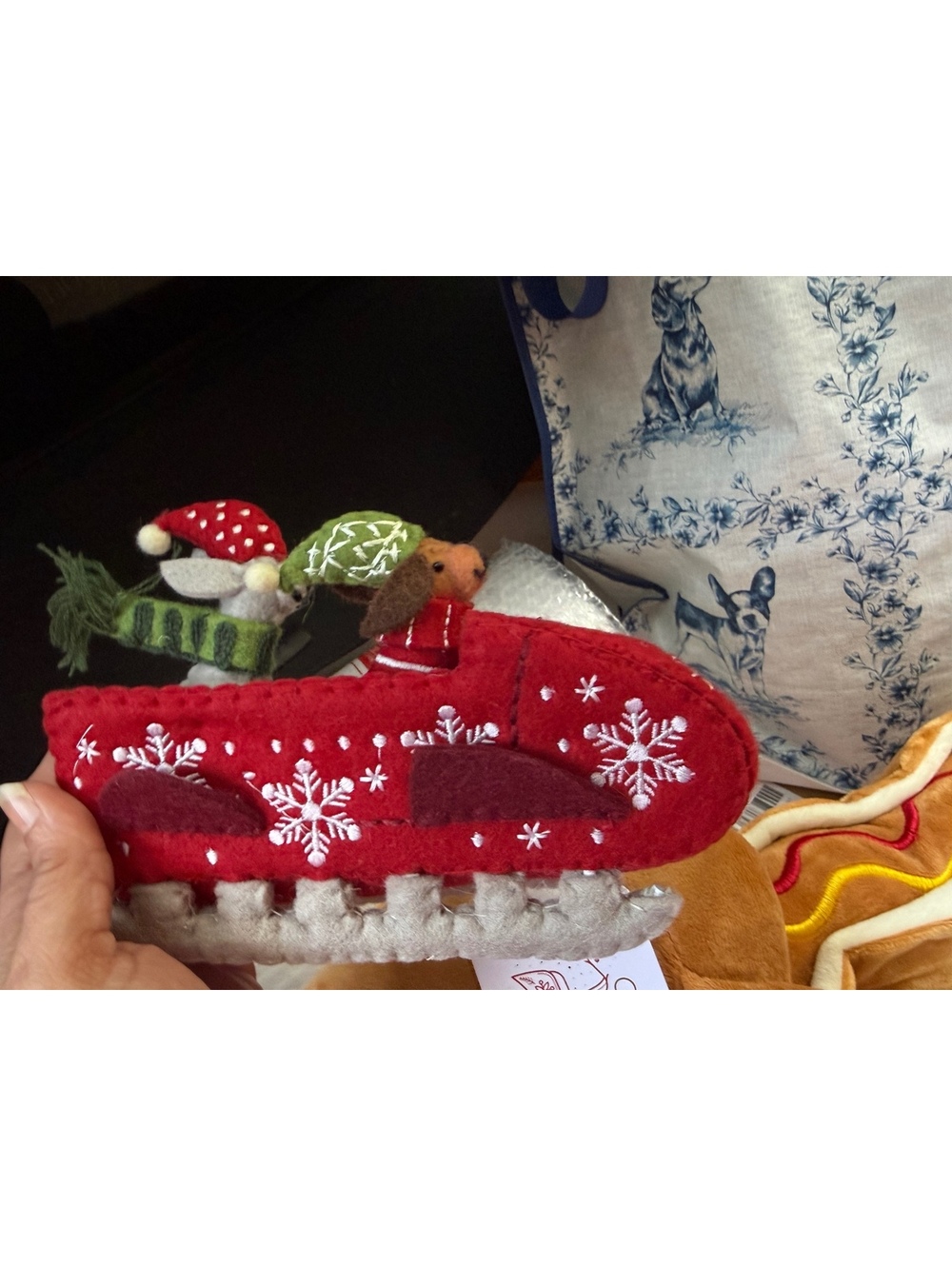 Christmas Dachshund Dog Sled Plush Decoration